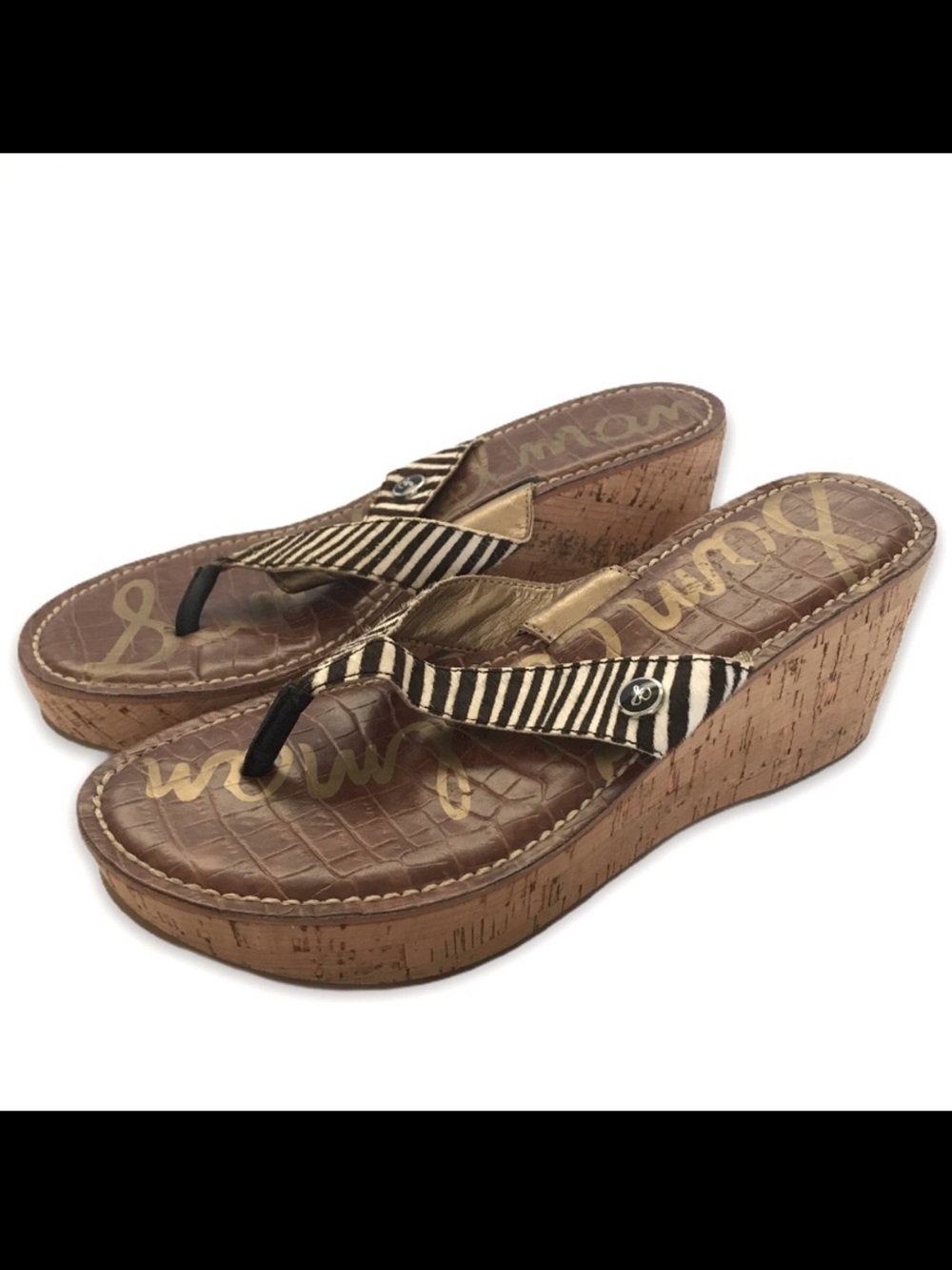 Sam Edelman “Romy” Cork Leather Sandals